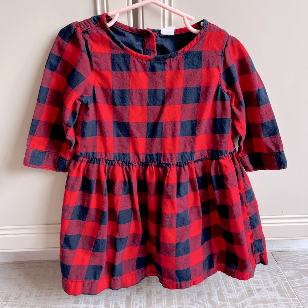 GAP Kids Red and Navy Buffalo Plaid Dress Size 3T